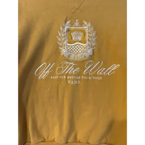 Vans Off The Wall Sweatshirt Womens Medium Mustard Yellow Embroidered Pullover thumbnail 2