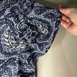 Sundance Sky Navy/White Flutter Sleeve Tiered Ruffle Boho Viscose‎ Dress thumbnail 10