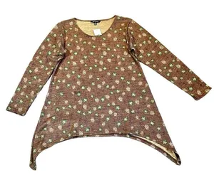 NWT Yak & Yeti Floral Front Pocket 3/4 Sleeve Tunic Small thumbnail 1