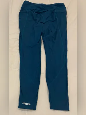 HOKA Women's Performance Crop Tight Blue Steel Teal Size Large Pocket Running thumbnail 2