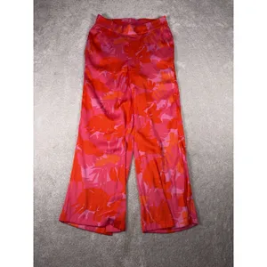 maison d' amelie pants pink Red palm tropical‎ print pants Medium Wide Leg Flowy thumbnail 2