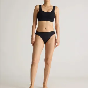 NWOT Quince Women's Black Comfort Rib Tank Bralette (2-pack) L Sold Out Online thumbnail 2