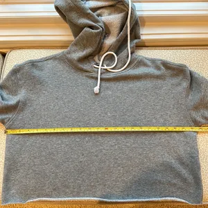 Wild Fable Gray Cropped Hoodie Sweatshirt with cord size S thumbnail 6