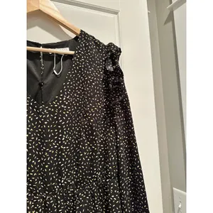 Downeast Womens XL Black Tan Seed Print Ruffle Long Sleeve Wide Leg‎ Jumpsuit thumbnail 5