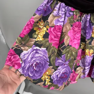 Vtg Strapless Mini Dress 8 Black Floral 80s‎ Velvet Bubble Skirt Prom Homecoming thumbnail 6