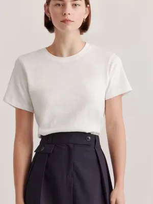 NWT Quince 100% Organic Cotton Slub Crewneck Tee white extra small thumbnail 1