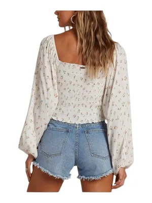 new Billabong ⚘ Love Somebody Cropped Bustier Top ⚘ Crisp White Floral ⚘ Small thumbnail 4