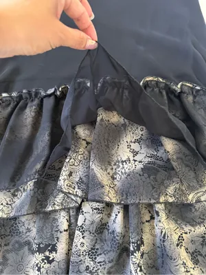 Whimsy Goth Black Mesh Midi Skirt Fairy-Grunge Romantic Floral Ruffle Y2K Sheer thumbnail 3