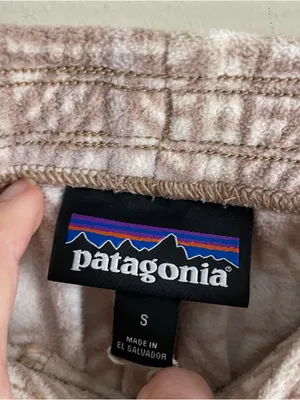 Patagonia Micro D Fleece Joggers Womens S Snow Bean Natural Geometric Cozy Pants thumbnail 12