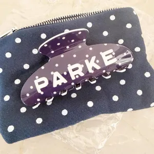 NEW Parke blue white polka dots hair clip claw clip * thumbnail 1