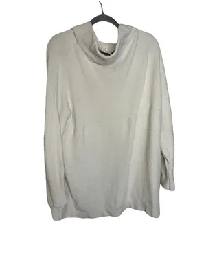 🤍 Free People Ottoman Slouchy Tunic Sweater Cream Ribbed Mock Neck Medium 🤍 thumbnail 4