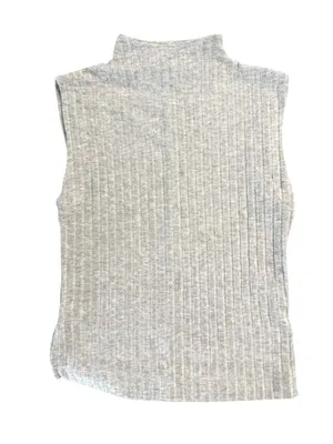 NWT Free People Babetown Gray Ribbed Mock Neck‎ Sleeveless Tank Sz L thumbnail 3