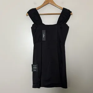 Lulus Perfected Aesthetic‎ Black Satin Ruffled Bustier Mini Dress Size S thumbnail 8