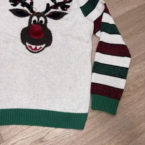 Ugly Christmas Sweater XXL 3D Knit Rudolph Red Nose Reindeer Embroidered thumbnail 5