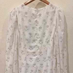 Elliatt Tamsin Sequins Long Sleeve Midi Dress Ivory Small Bridal Wedding Guest thumbnail 6