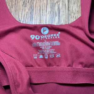 90 Degree by Reflex Women L Burgundy V-Neck Cropped Active Tank Top Built in Bra thumbnail 2