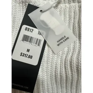 Minnie Rose White Cotton Shaker Mock Neck Zip Up Fringe‎ Jacket 8912 New thumbnail 9