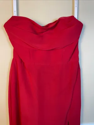 Azazie Women’s Red Bustier Strapless Leg Slit Formal Evening Bridesmaid Gown A8 thumbnail 2