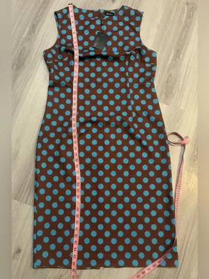 MOOYIUS Sleeveless Brown Midi‎ Dress with Light Blue Polka Dots thumbnail 9