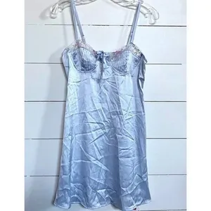 Cider Satin Sweetheart Baby Doll Rainbow Lace Trim Mini Dress Size M NWT thumbnail 3