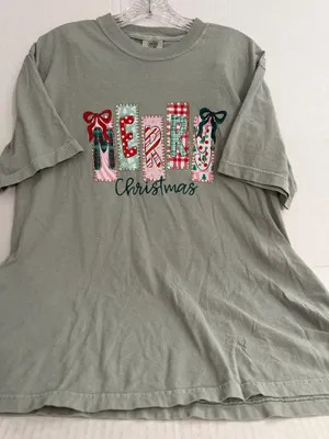 Comfort Colors Sage Green 'MERRY' Graphic Tee thumbnail 1
