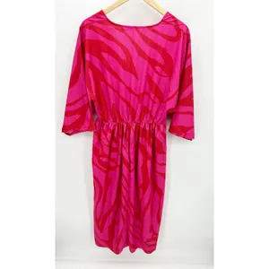 Womens Red Pink‎ Printed Maxi Dress Size S Resort Side Slit Half Sleeve Boho thumbnail 2