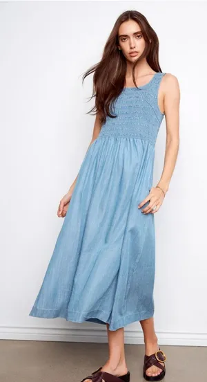 Smocked Maxi Dress Blue thumbnail 1