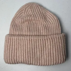 Anthropologie Wool Blend Ribbed Beanie Hat Pink Cozy Winter thumbnail 1