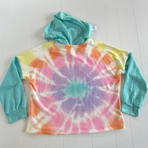 Boutique Womens Medium Pastel Tie Dye Crop Hoodie Lightweight thumbnail 3