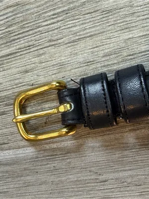 Coach Vintage 2801 Black Skinny Leather Belt Women's Y2K Brass Buckle Size 28 thumbnail 2