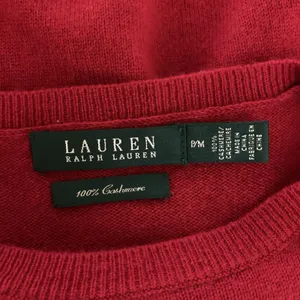 Lauren Ralph Lauren Red Cashmere‎ Sweater Gold Shoulder Buttons Pullover MP thumbnail 4