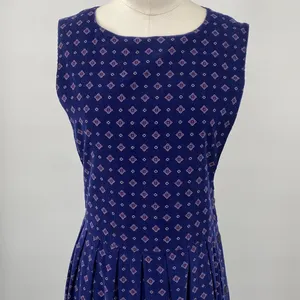 Vintage 90s American Eagle Corduroy Midi Dress Pinafore Pleated Printed Navy S thumbnail 3