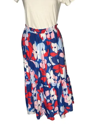 DRAPER JAMES RSVP Floral Skirt Red White Blue Elastic Waist Womens Size Medium thumbnail 2
