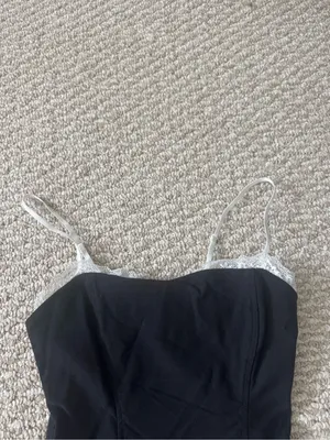 Black Cami Top with White Lace Trim thumbnail 3