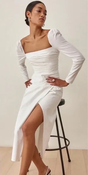 Reformation Isaac Midi Dress White Size 4 thumbnail 1