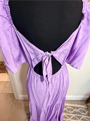 FRNCH Lilac Button-Front Tiered Maxi Dress Tie Back Wedding Guest Shower Spring thumbnail 5