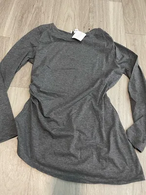 Women’s Long Sleeve Scoop Neck Top - Charcoal Gray thumbnail 1