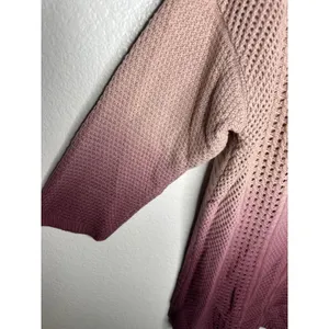 Torrid Sweater Womens 2X Pink Ombre V Neck Open Knit 3/4 Sleeve Cable Tunic thumbnail 3