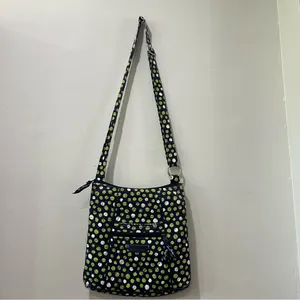 Vera Bradley crossbody‎ Purse shoulder bag, Lucky Dots, navy, green, white polka thumbnail 2