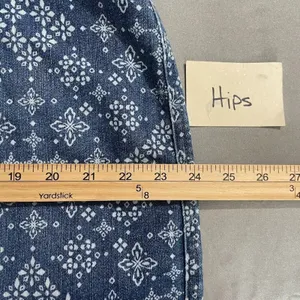 CJ Banks Plus Size 14W Blue White Print Denim Jean Skort Skirt Preppy Chic thumbnail 7