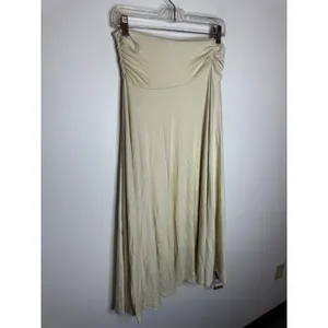 NWT OGL Move Ivory Lime Ruched Waist Flowy Maxi Skirt Size Medium Stretch thumbnail 6