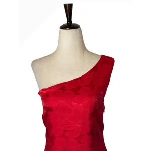Lulus Chasing Desire Satin Jacquard Maxi Dress Women XL‎ Red Floral One Shoulder thumbnail 4