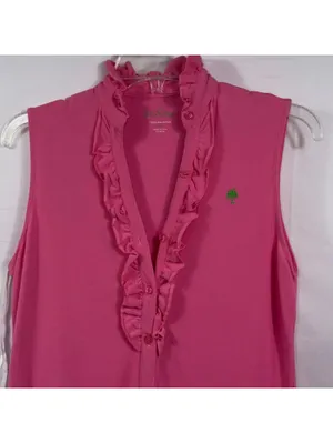 Lilly Pulitzer Pink Ruffle Front Sleeveless Pima Cotton Dress Women’s Small thumbnail 2