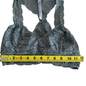 Free People Adella Bralette Womens Small Grey‎ Lace Racerback Boho Festival Core thumbnail 6