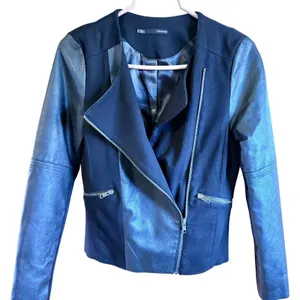 Maurice's Moto Jacket Biker Style Small Black Faux Leather Zipper Grunge Whimsy‎ goth thumbnail 2