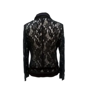 Whimsigoth Lace Button Down Shirt Sm Black Sheer Floral Sleeve Vampy Dark Witchy thumbnail 7