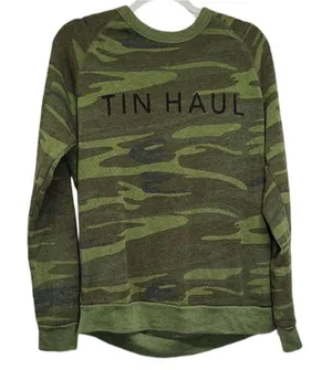 Alternative Sweater Womens Size‎ Medium Crew Neck Green Camouflage thumbnail 1