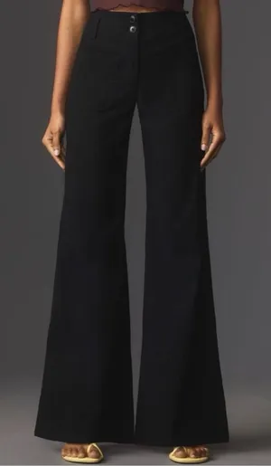 Maeve Junie Jean Black Flare Trousers Size 28 High Rise Anthropologie thumbnail 1