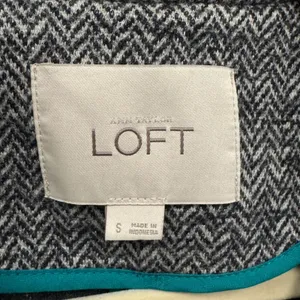 Ann Taylor Loft Gray Herringbone‎ Knit Blazer Jacket Wool Blend Small Career thumbnail 6