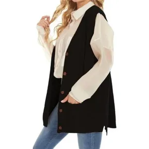 ✨Hyipels Women's Sweater Vest Sleeveless Black Sz Large Cardigan✨ thumbnail 2